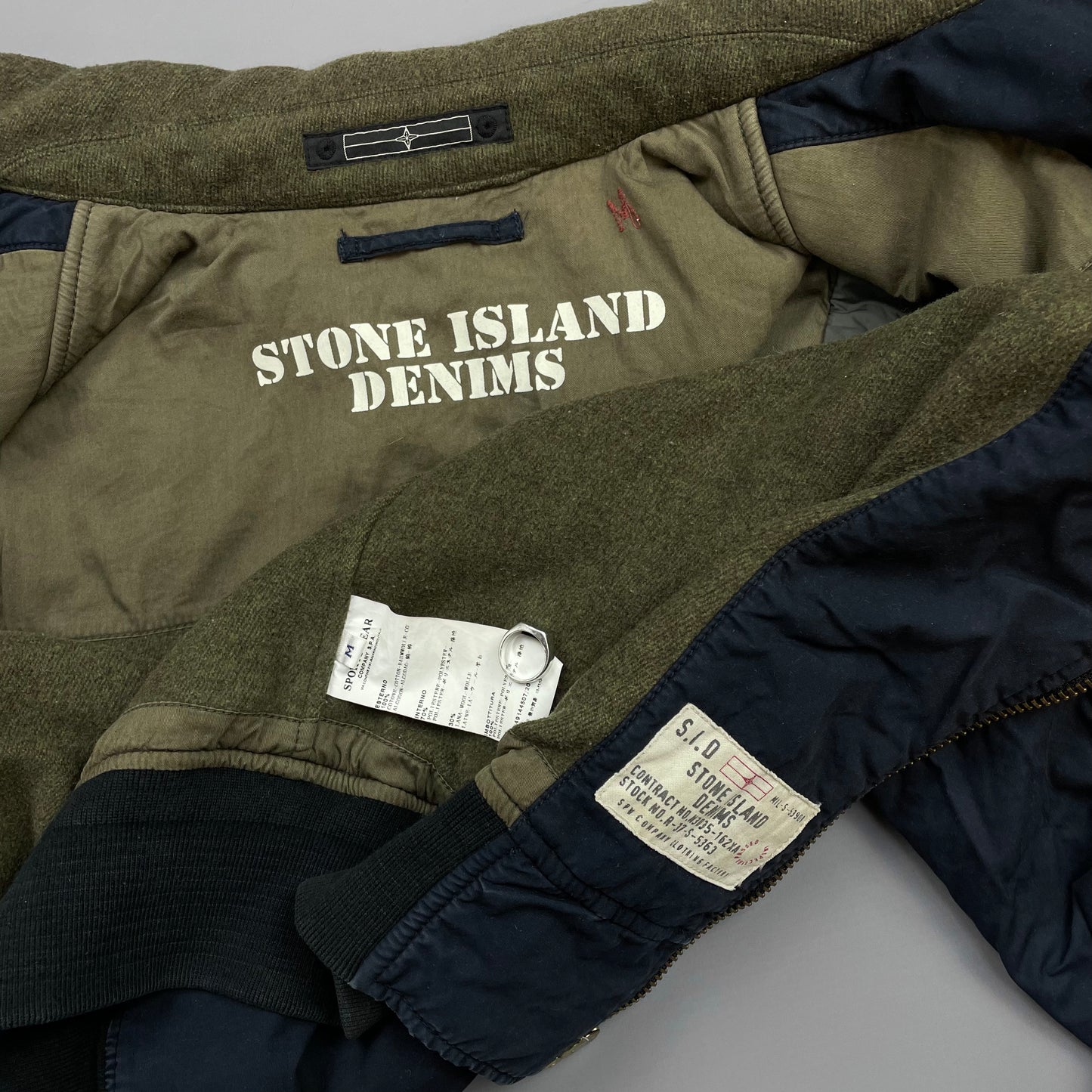 Stone Island Denims Navy AW08 Wool-Lined Padded Bomber Jacket