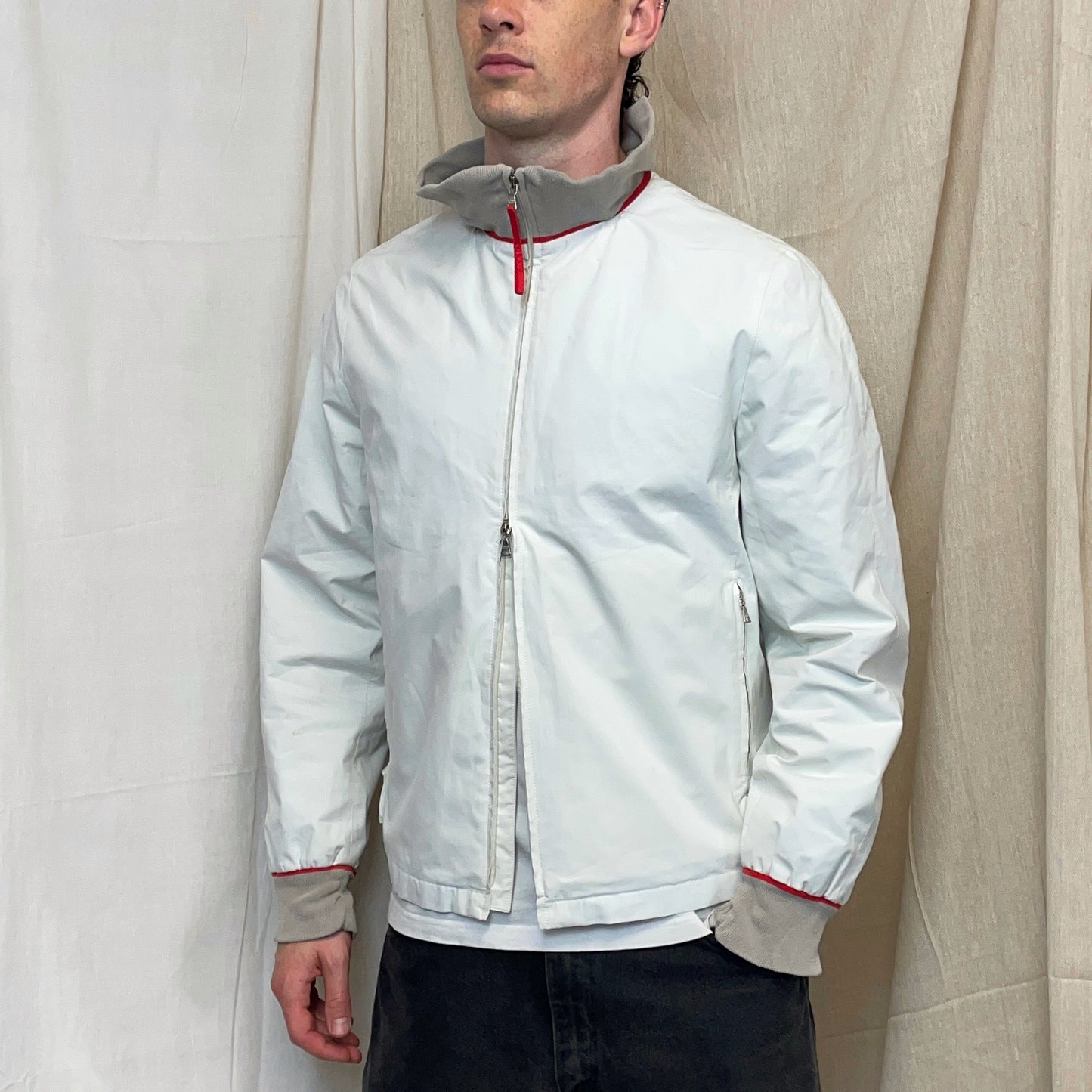 Prada Sport White & Grey 00s Goretex Harrington Jacket