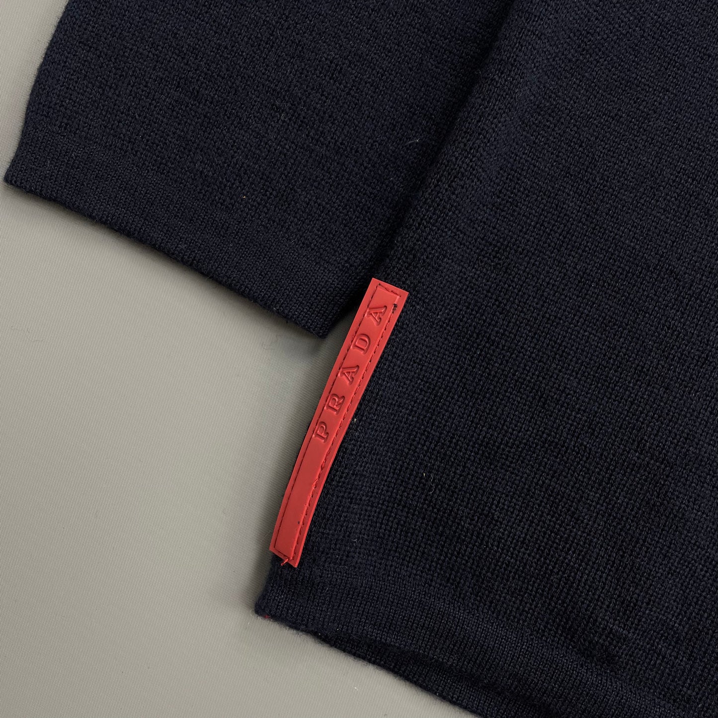 Prada Sport Navy 00s Wool Zip-Through Knit Cardigan