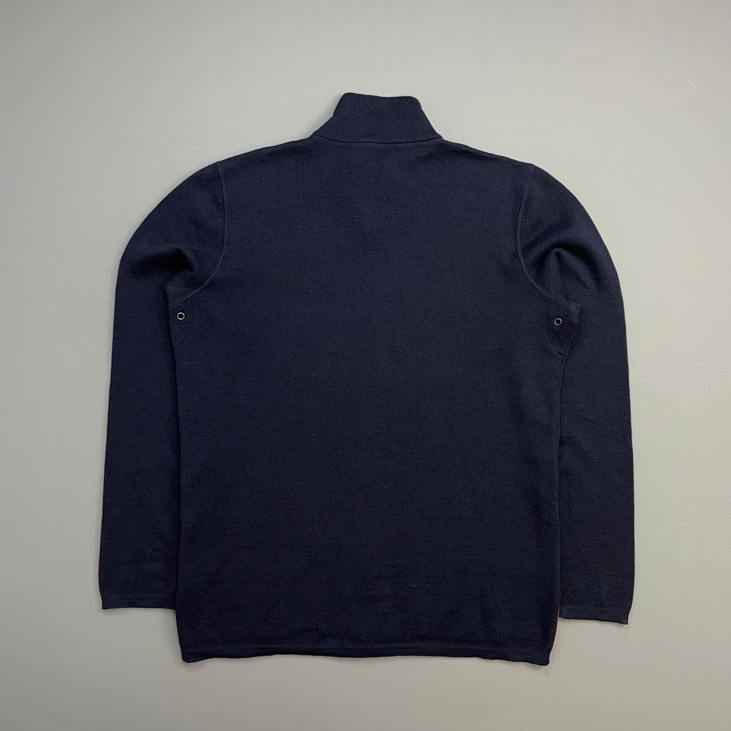 Prada Sport Navy 00s Wool Zip-Through Knit Cardigan
