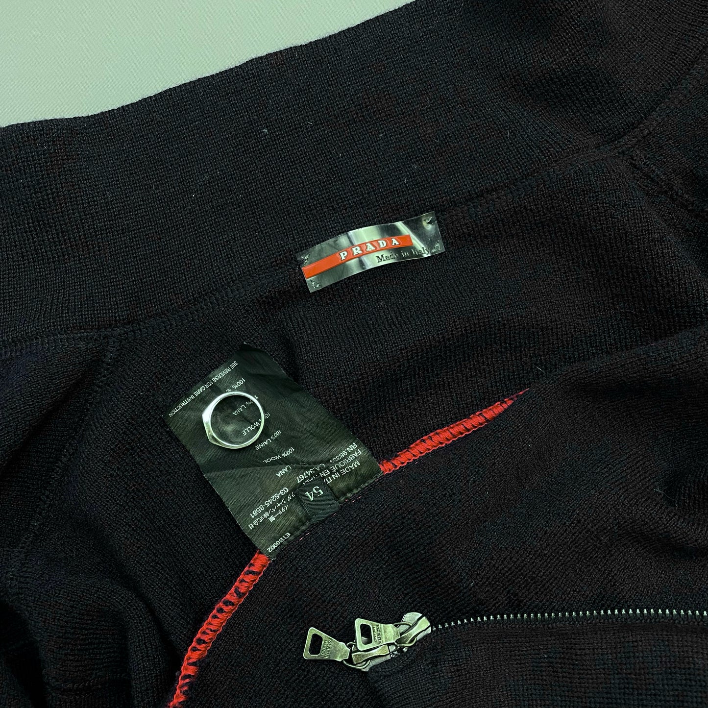 Prada Sport Navy 00s Wool Zip-Through Knit Cardigan