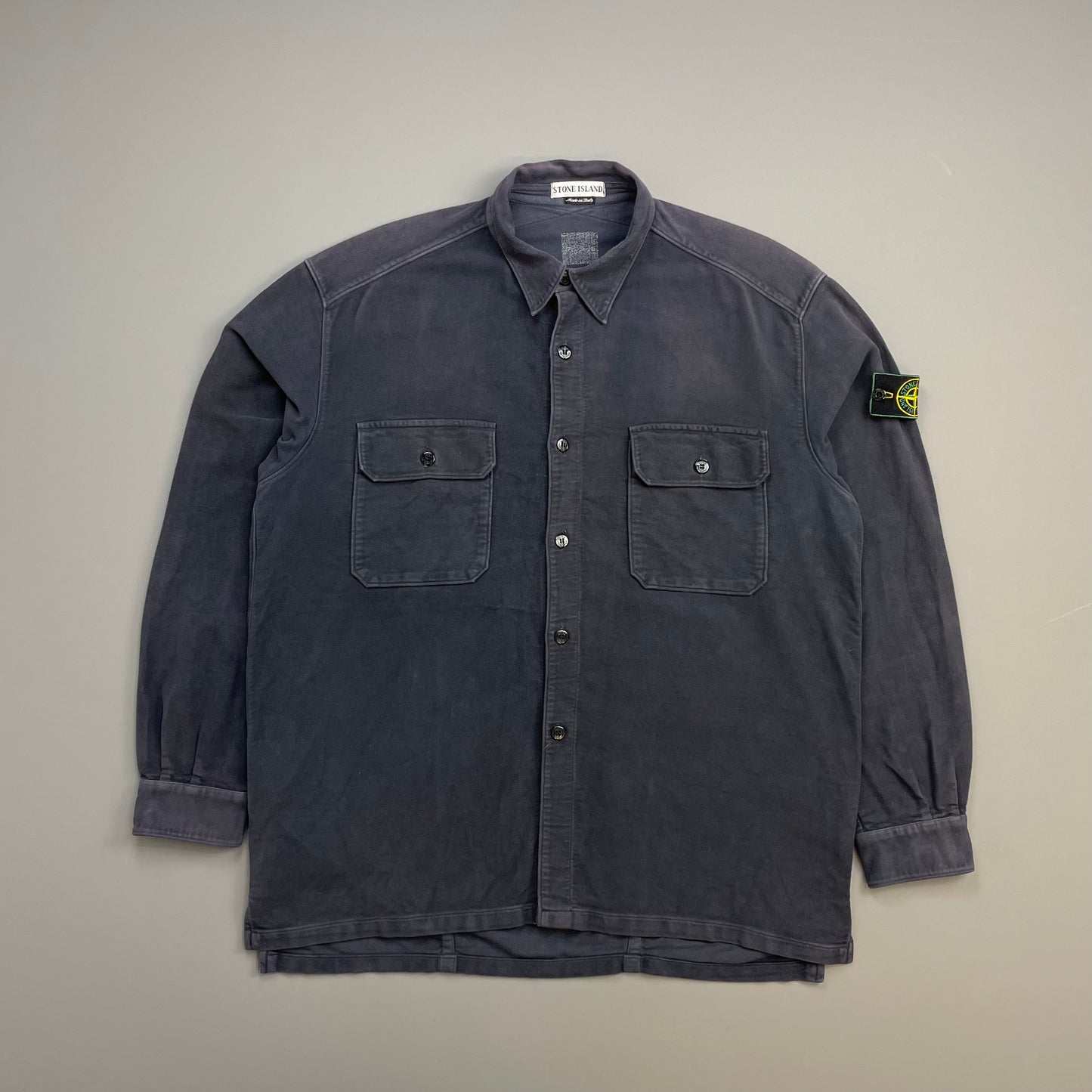 Stone Island Navy AW95 Cotton Moleskin Green Edge Badge Overshirt