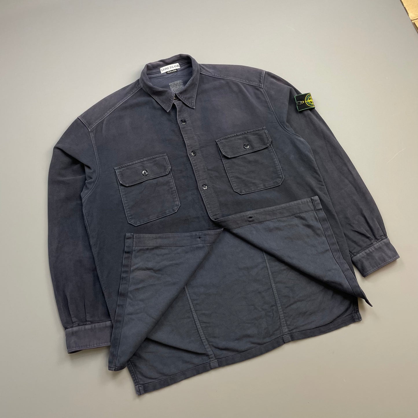 Stone Island Navy AW95 Cotton Moleskin Green Edge Badge Overshirt