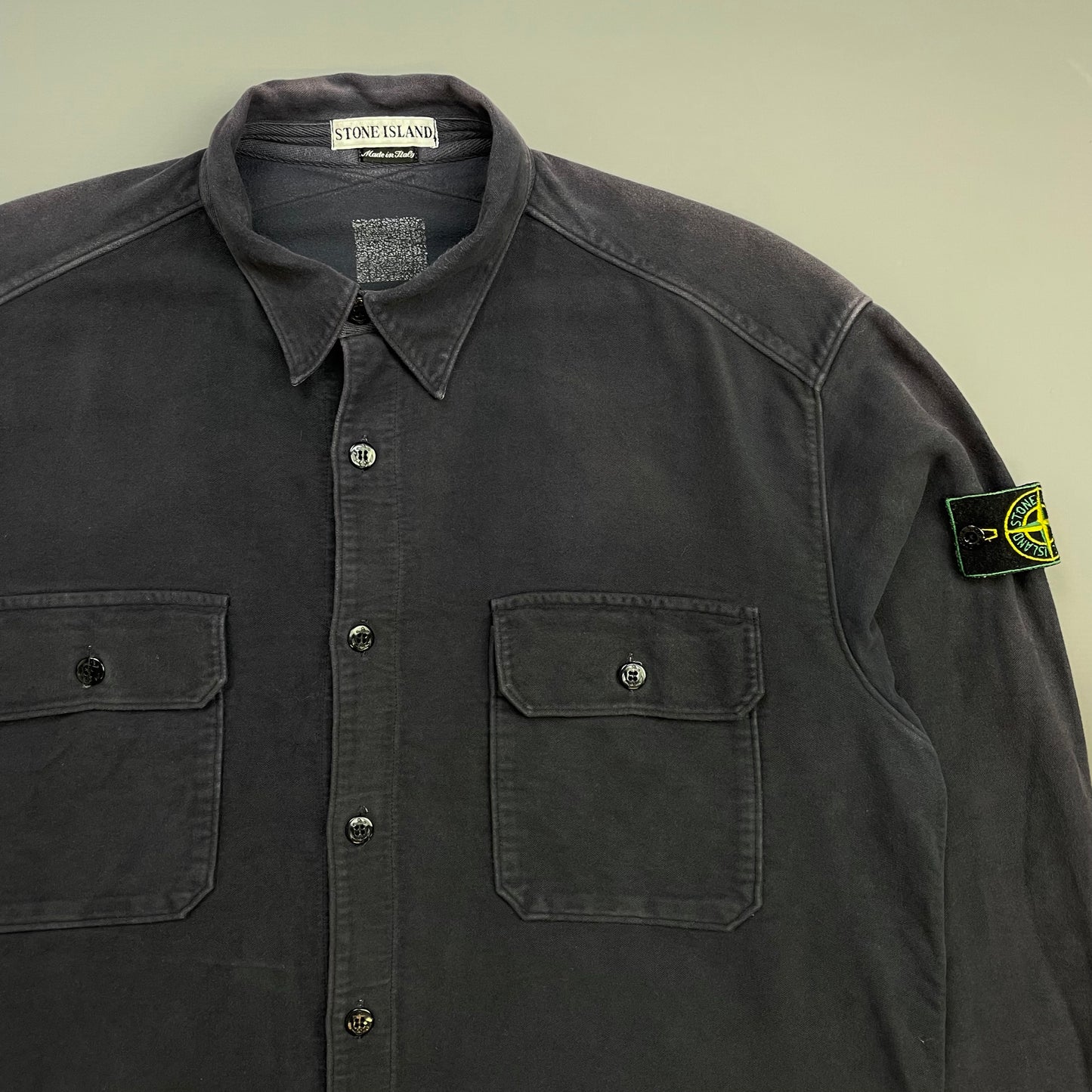 Stone Island Navy AW95 Cotton Moleskin Green Edge Badge Overshirt