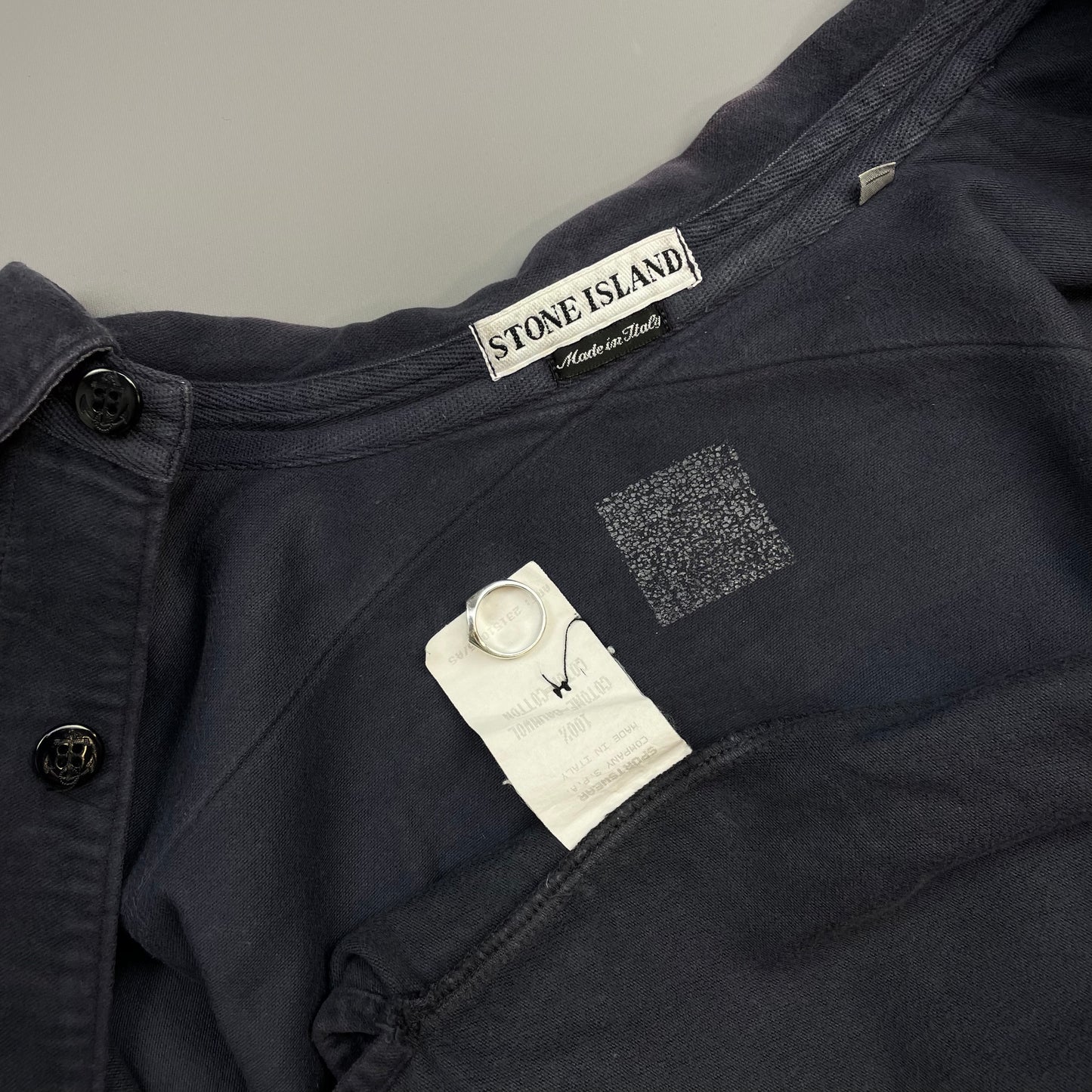 Stone Island Navy AW95 Cotton Moleskin Green Edge Badge Overshirt