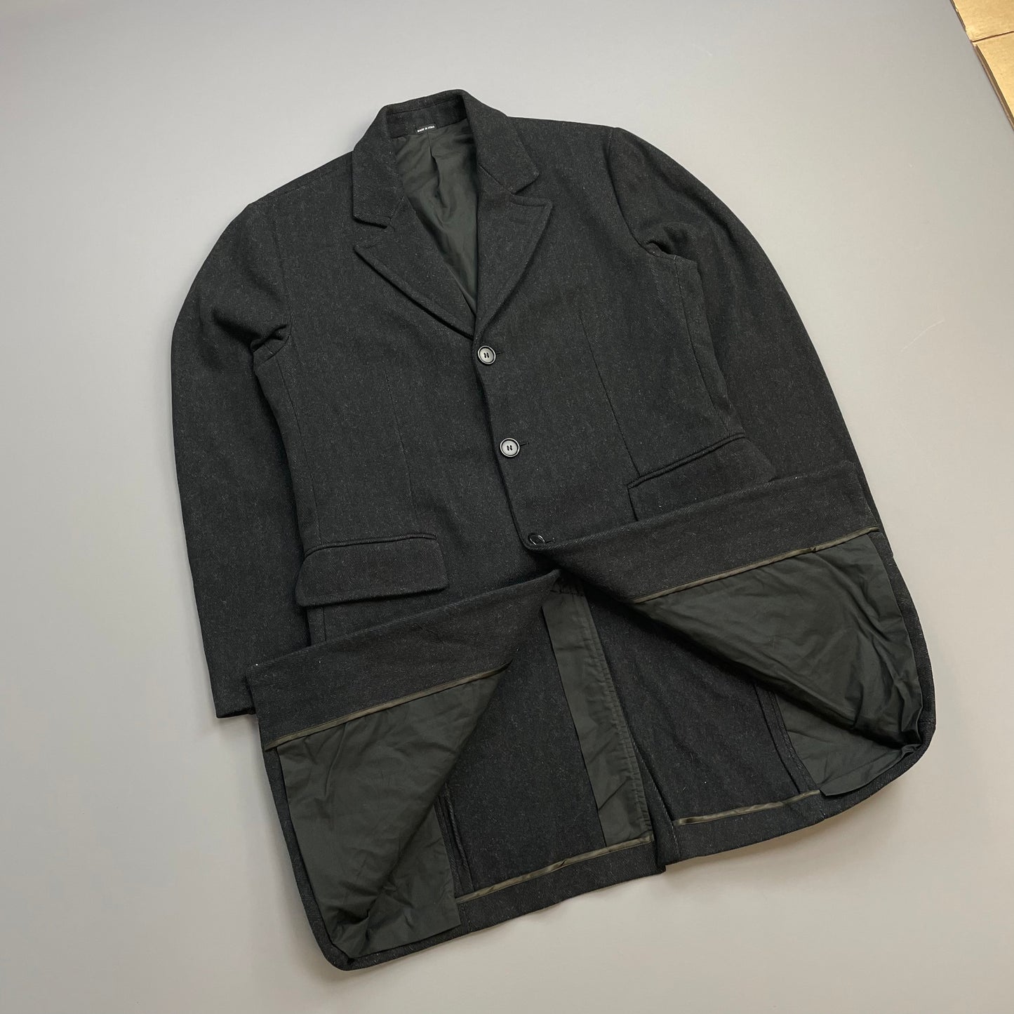 C.P. Company Dark Grey AW05 'Tailor Made in Italy' Wool Blend Overcoat