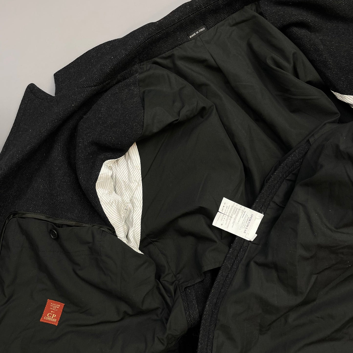 C.P. Company Dark Grey AW05 'Tailor Made in Italy' Wool Blend Overcoat