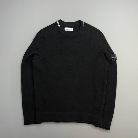 Stone Island Black AW19 Wool Blend Knit Crewneck Jumper