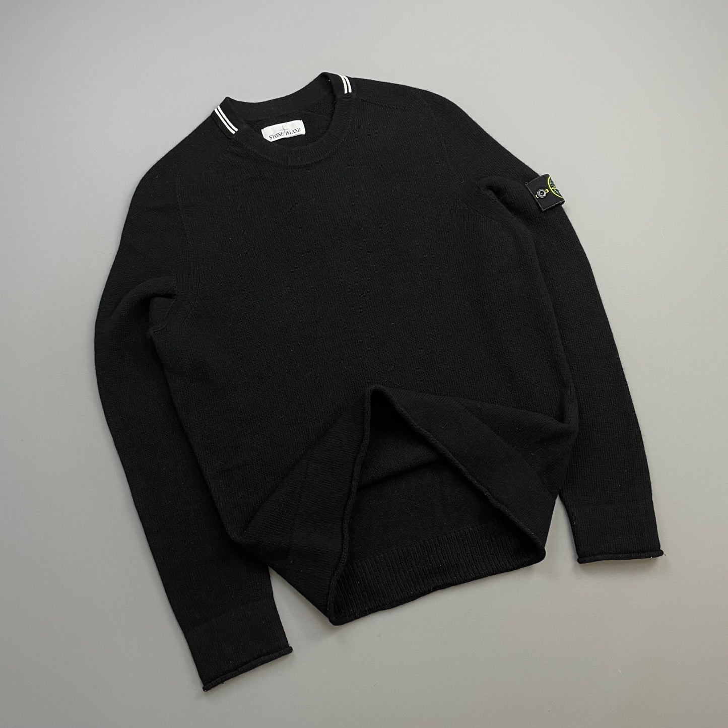 Stone Island Black AW19 Wool Blend Knit Crewneck Jumper