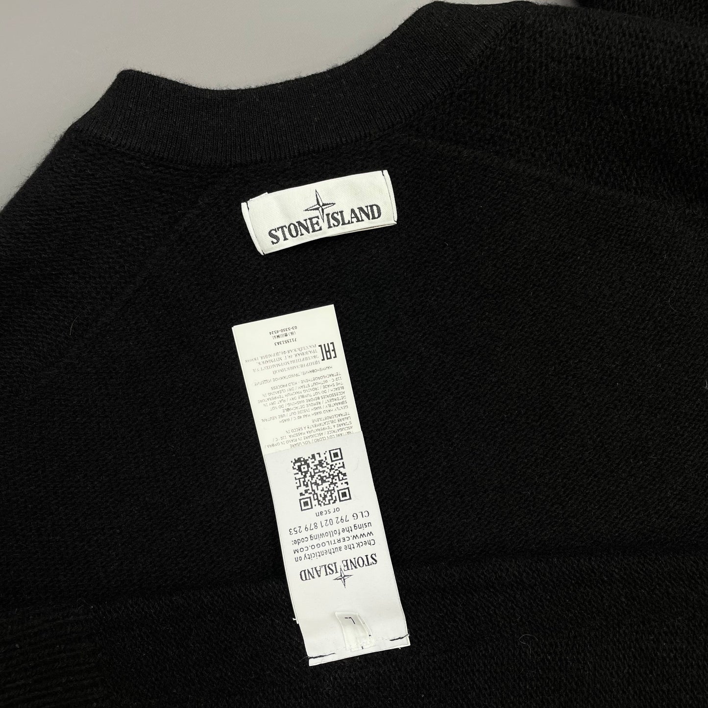 Stone Island Black AW19 Wool Blend Knit Crewneck Jumper