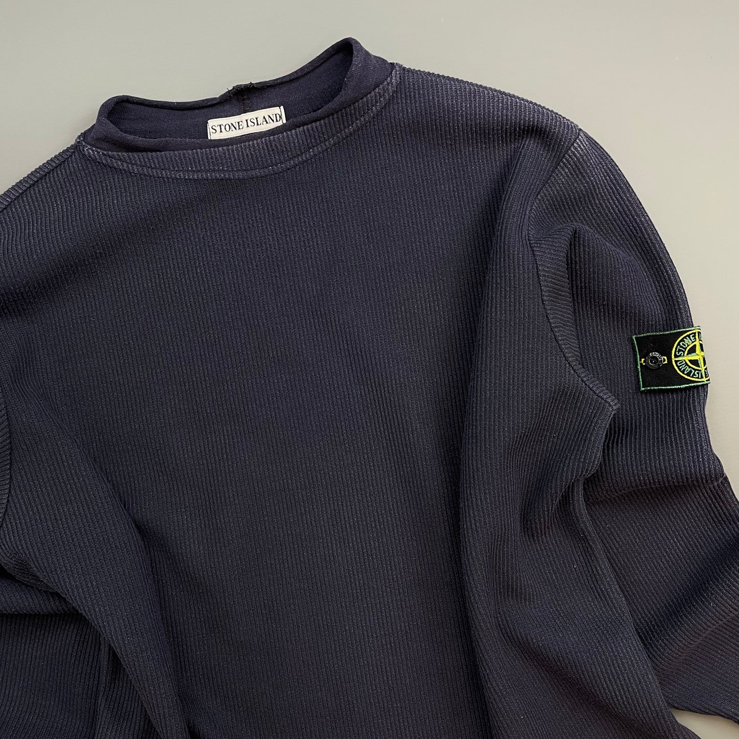 Stone Island Navy SS99 Ribbed Dual Collar Jumper