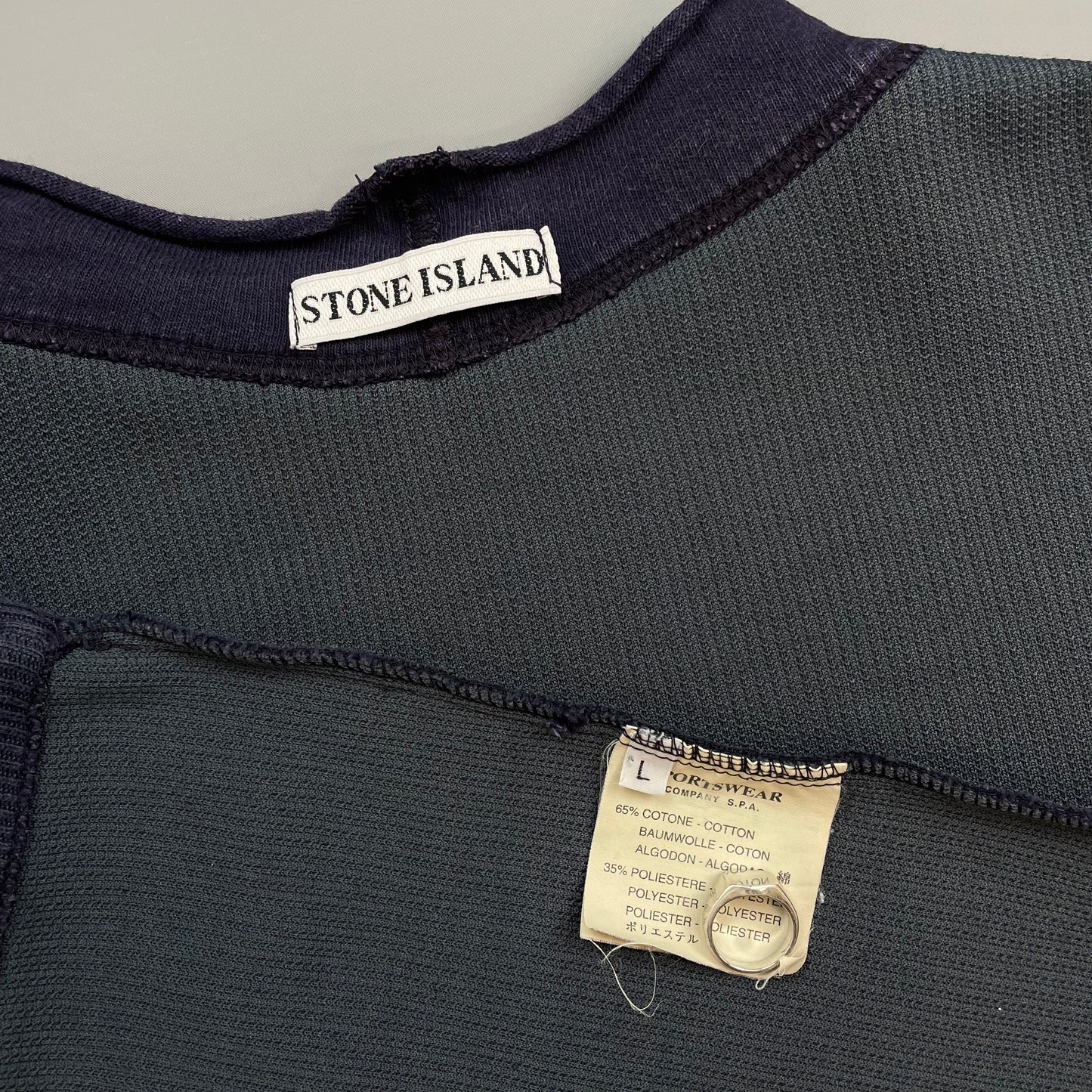 Stone Island Navy SS99 Ribbed Dual Collar Jumper