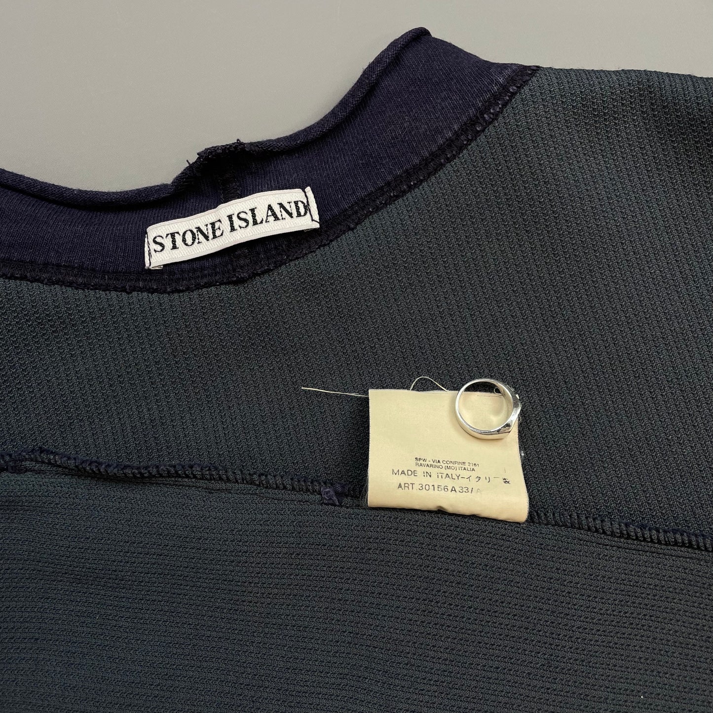 Stone Island Navy SS99 Ribbed Dual Collar Jumper