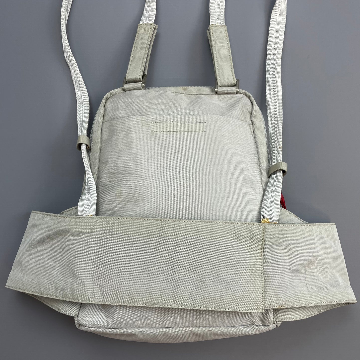 Prada Sport Grey 1999 Nylon Mesh Harness Backpack Spellout Bag