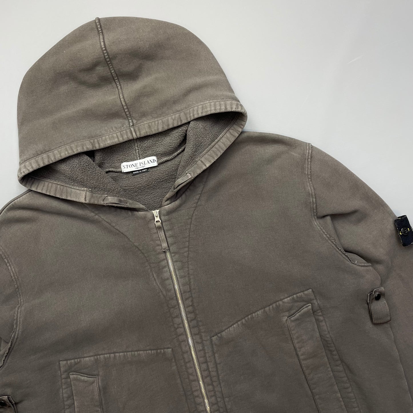 Stone Island Grey AW05 Zip-Through Heavyweight Hoodie Jacket