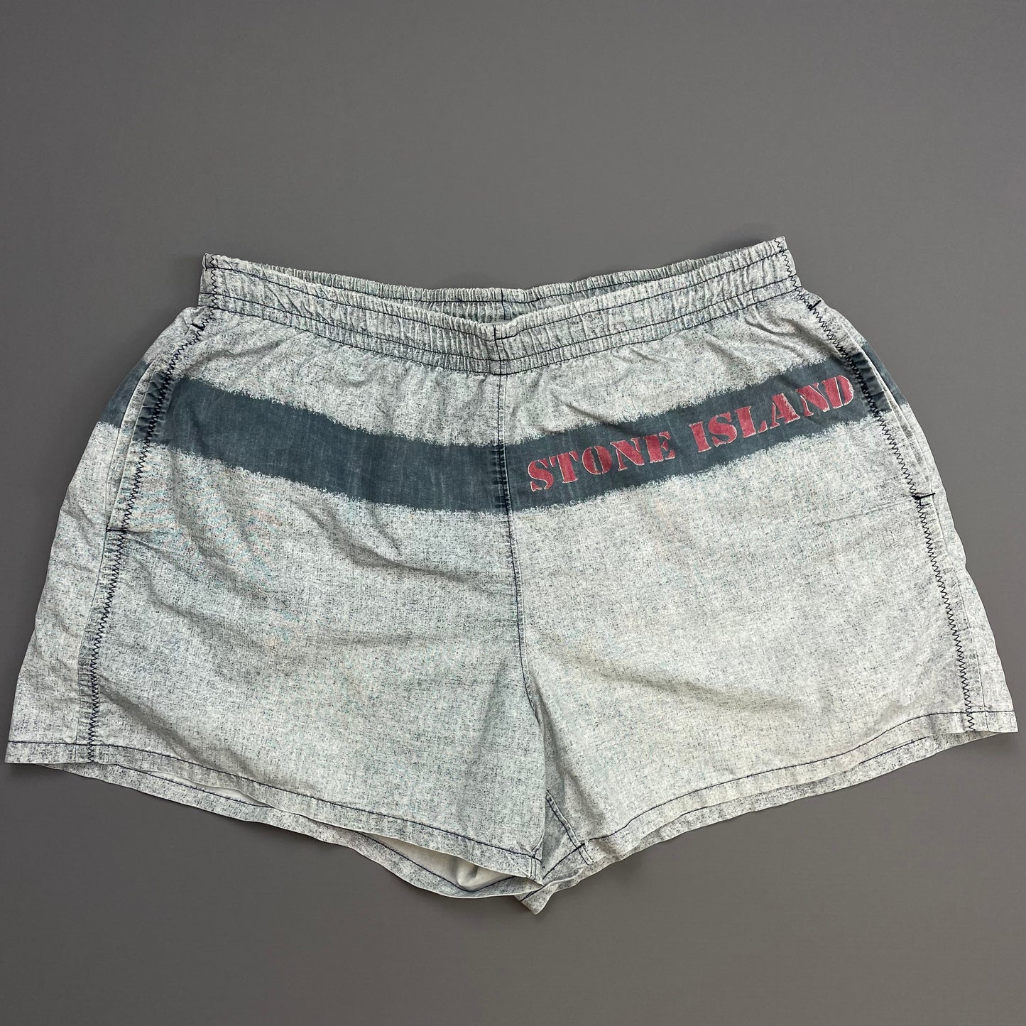 Stone Island Grey & Blue SS95 Spellout Swim Shorts