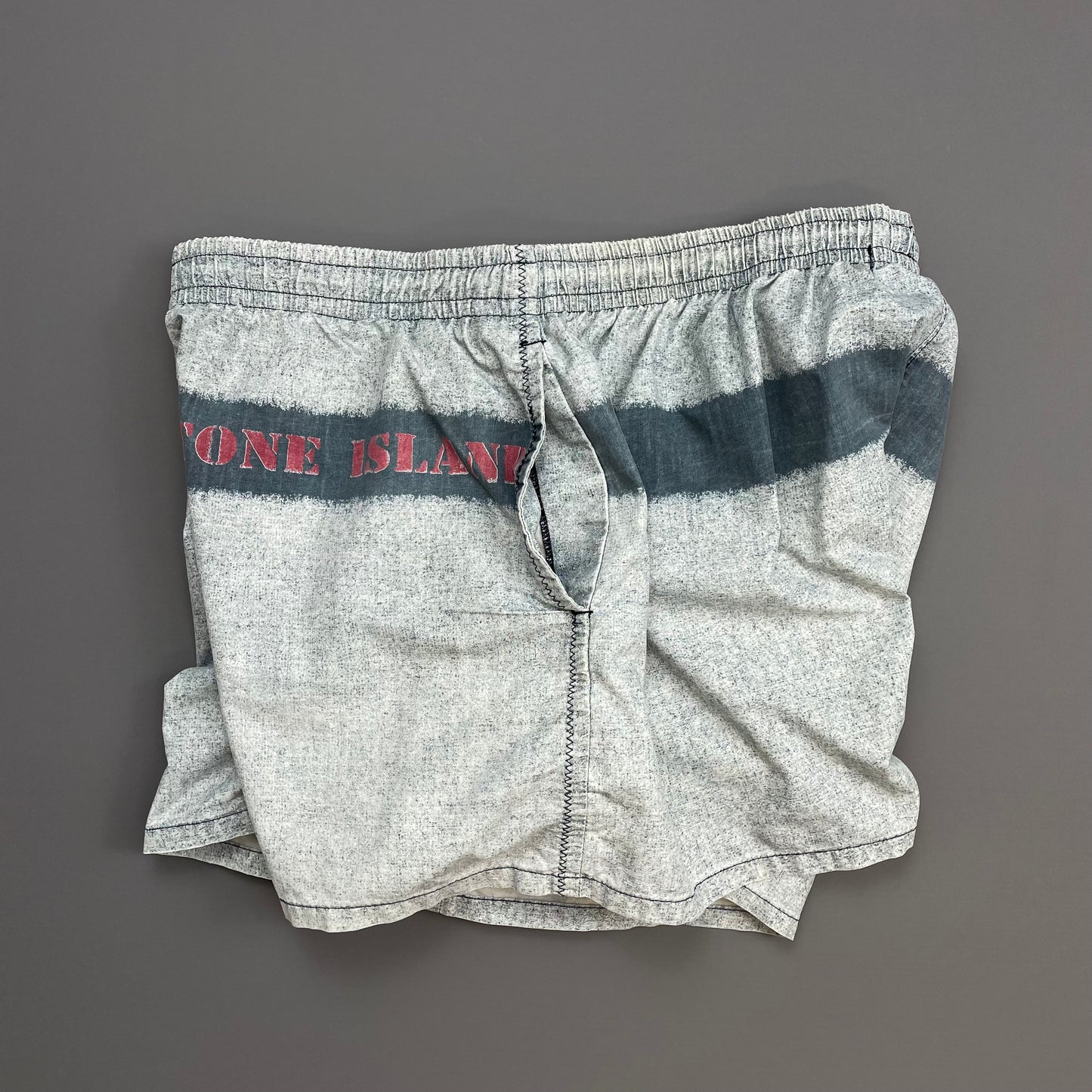 Stone Island Grey & Blue SS95 Spellout Swim Shorts