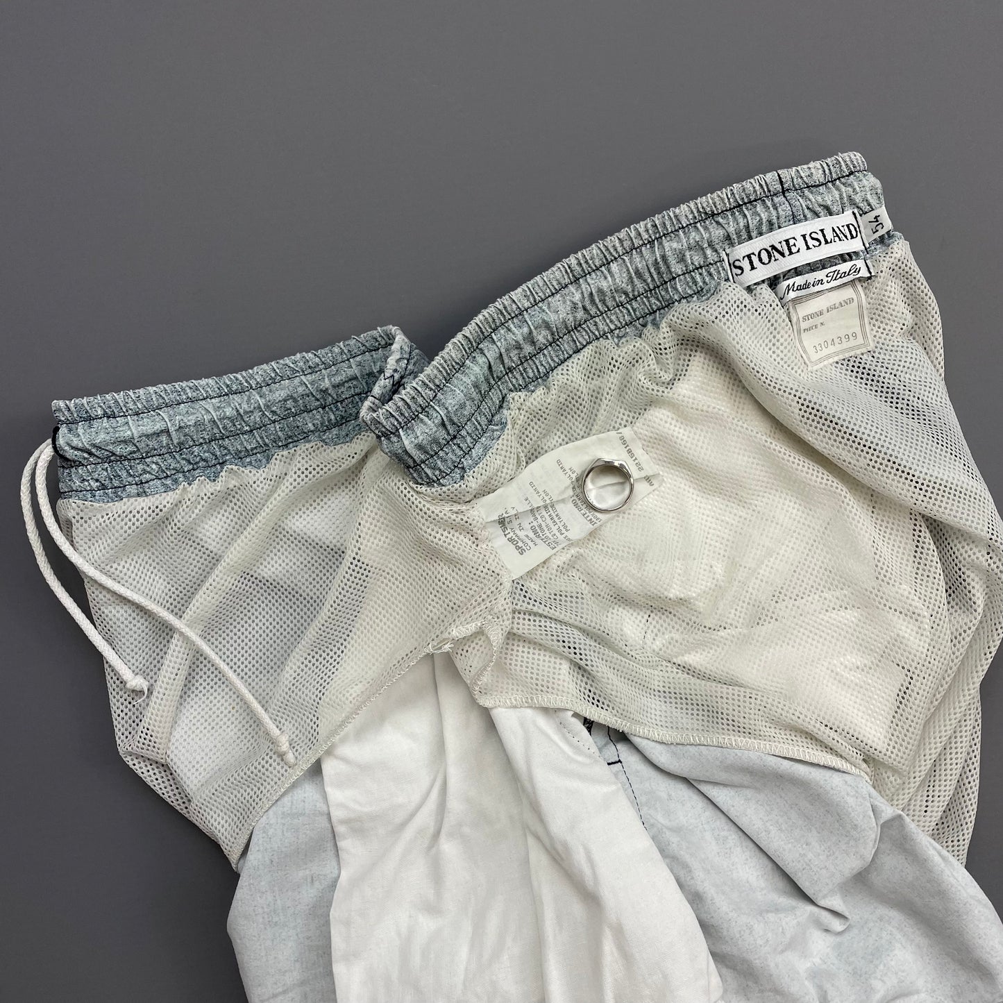 Stone Island Grey & Blue SS95 Spellout Swim Shorts