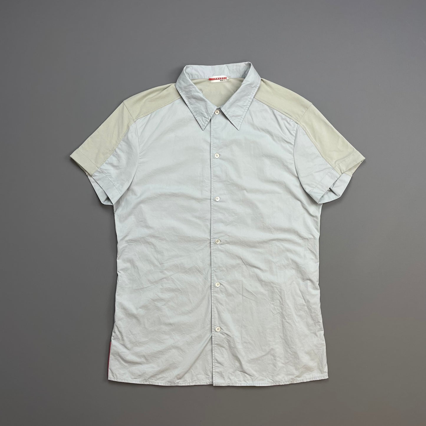 Prada Sport Light Blue 00s Panelled Short Sleeve Button-Up Shirt