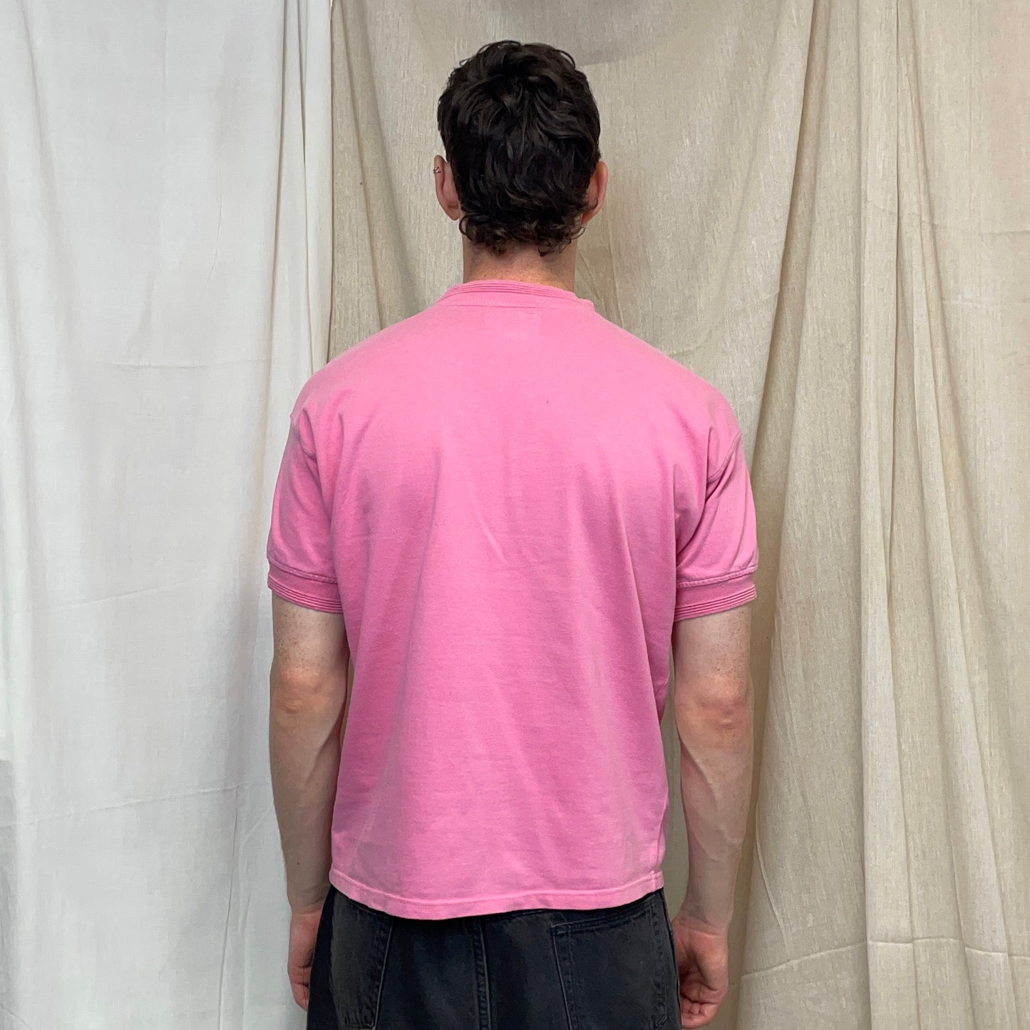 Armani Jeans 90s Pink Chest Patch Jersey Tee
