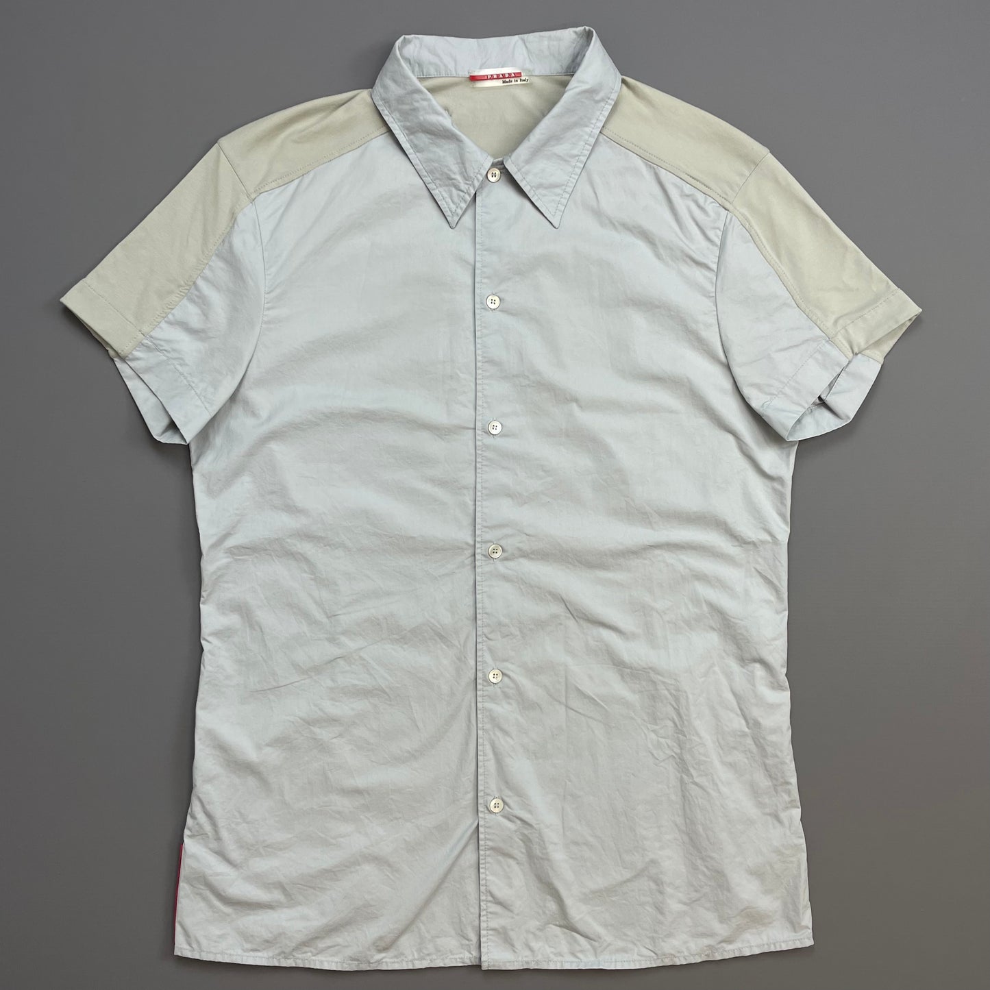 Prada Sport Light Blue 00s Panelled Short Sleeve Button-Up Shirt