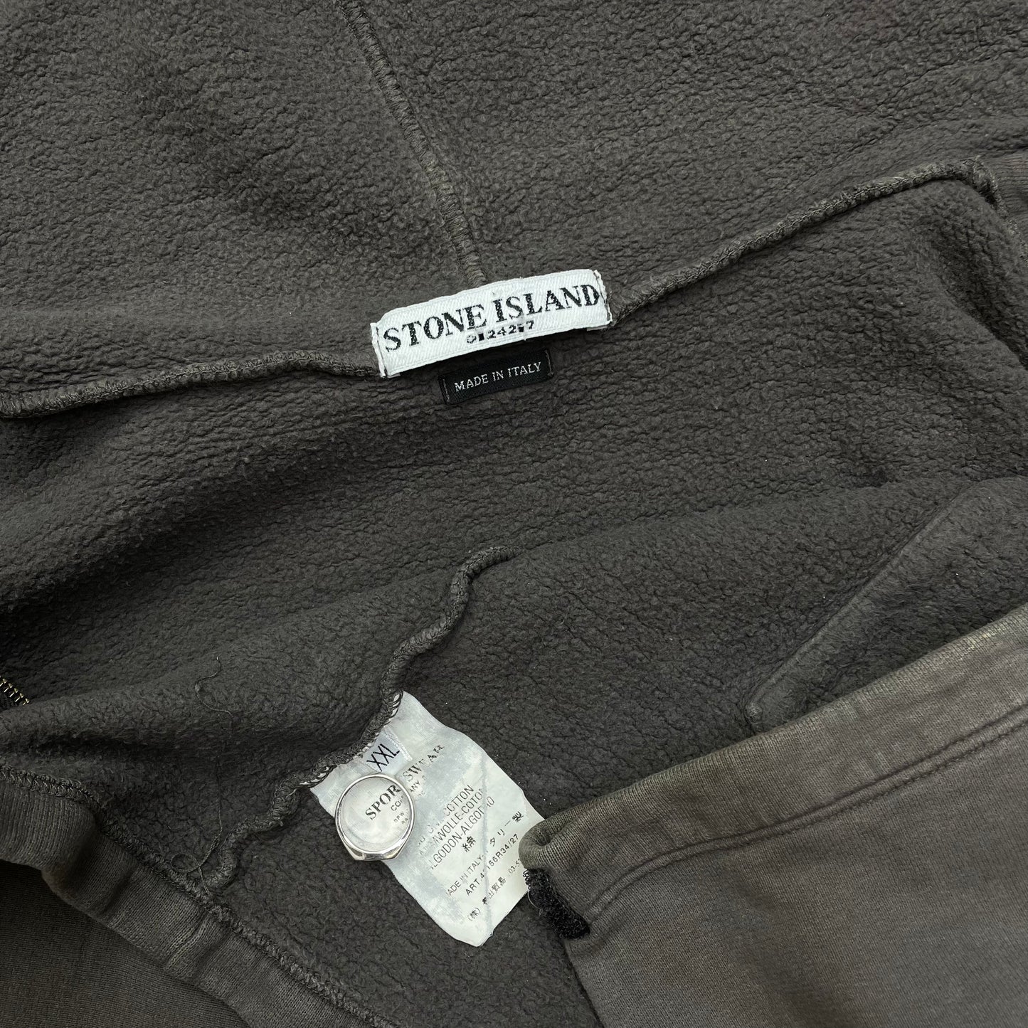 Stone Island Grey AW05 Zip-Through Heavyweight Hoodie Jacket