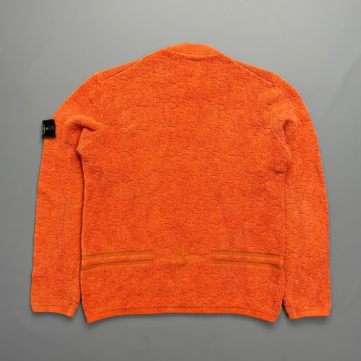 Stone Island Orange AW19 Textured Knit Jumper w/ Back Emblem