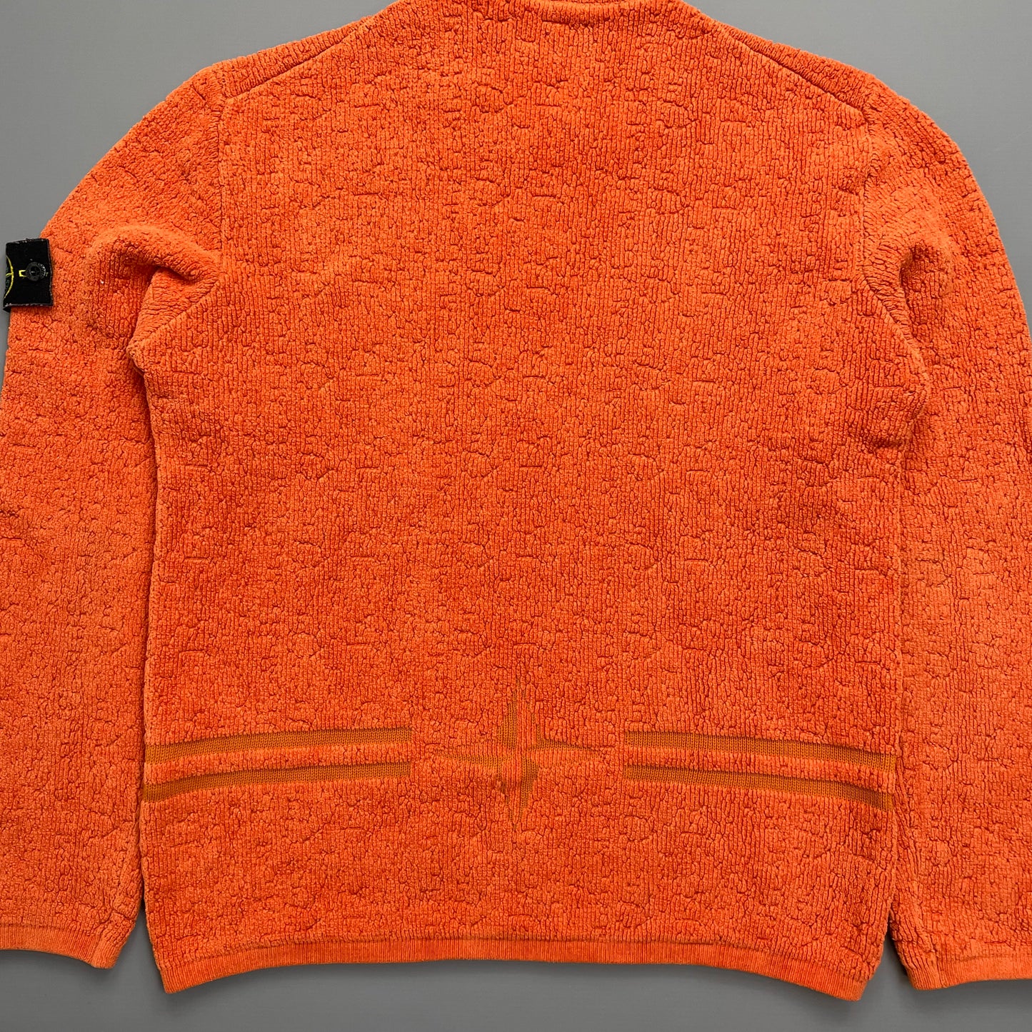 Stone Island Orange AW19 Textured Knit Jumper w/ Back Emblem