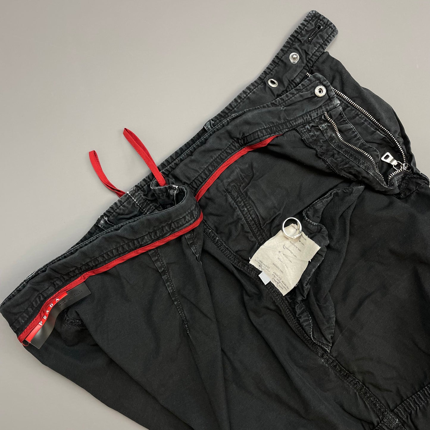 Prada Sport Black 00s Relaxed Fit Cotton Cargo Trousers