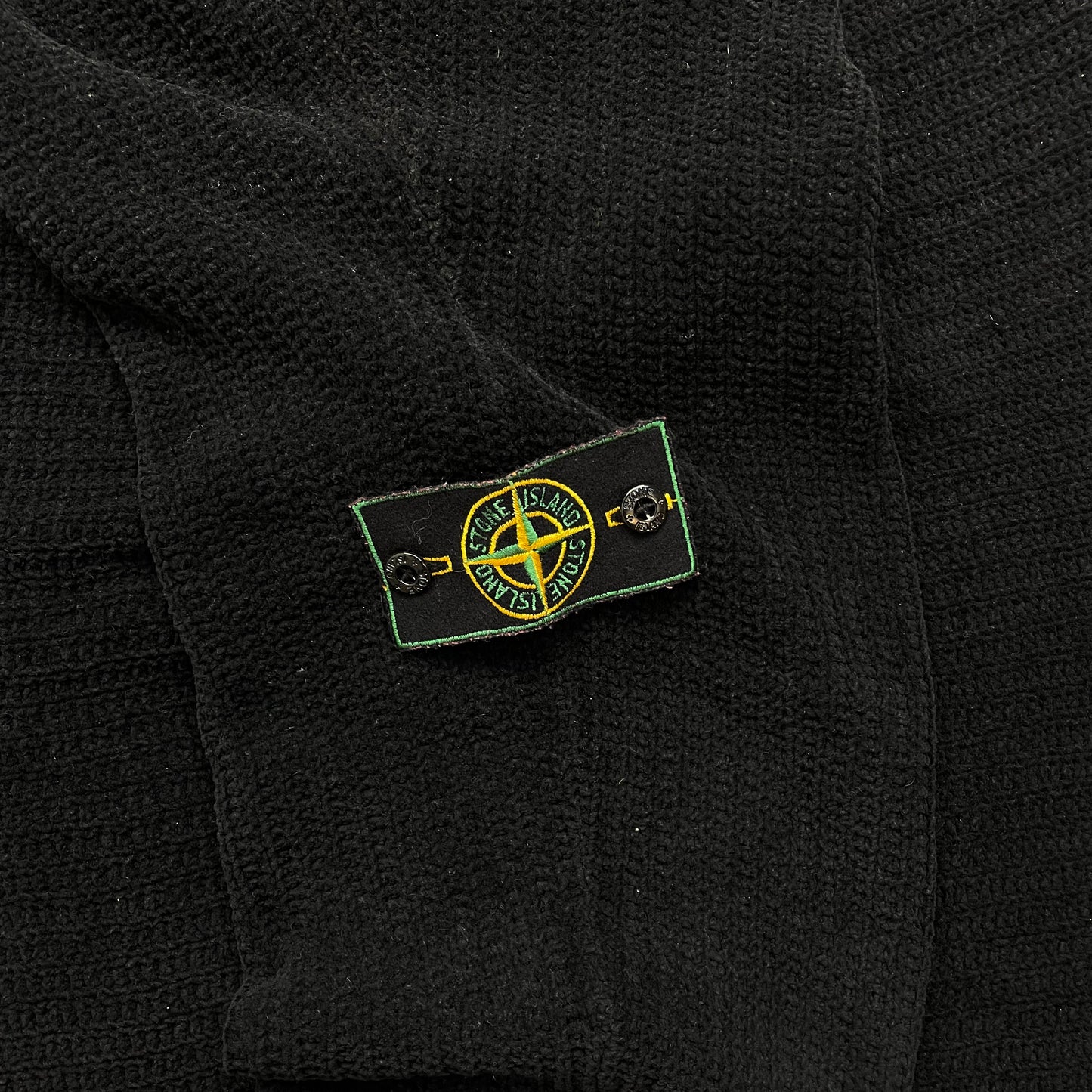 Stone Island Black AW99 Chenille Knit Jumper w/ Green Edge Badge