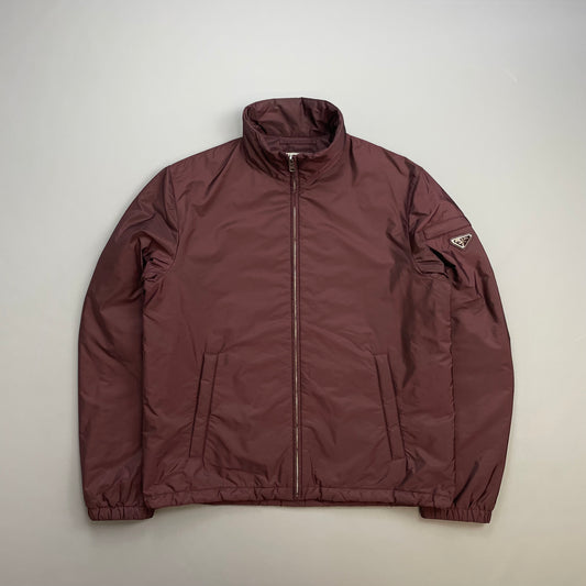 Prada Milano Burgundy 2018 Padded Resin-Coated Nylon Plaque Jacket