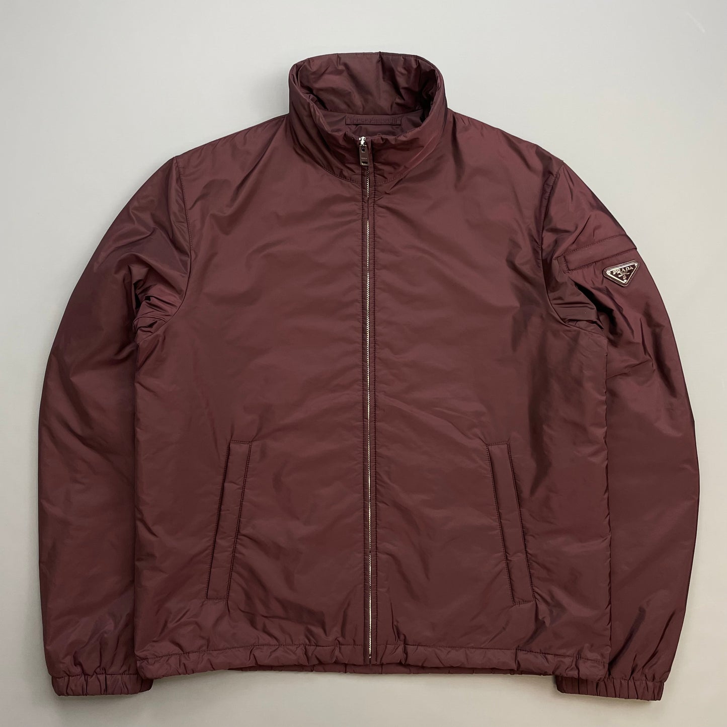 Prada Milano Burgundy 2018 Padded Resin-Coated Nylon Plaque Jacket