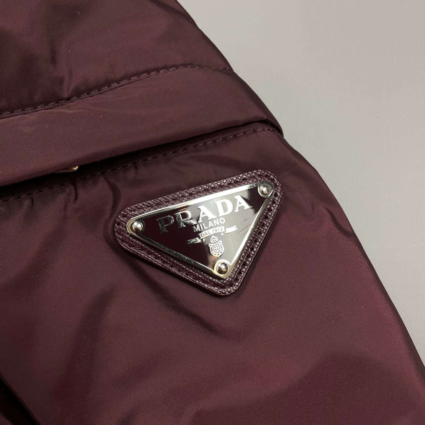 Prada Milano Burgundy 2018 Padded Resin-Coated Nylon Plaque Jacket