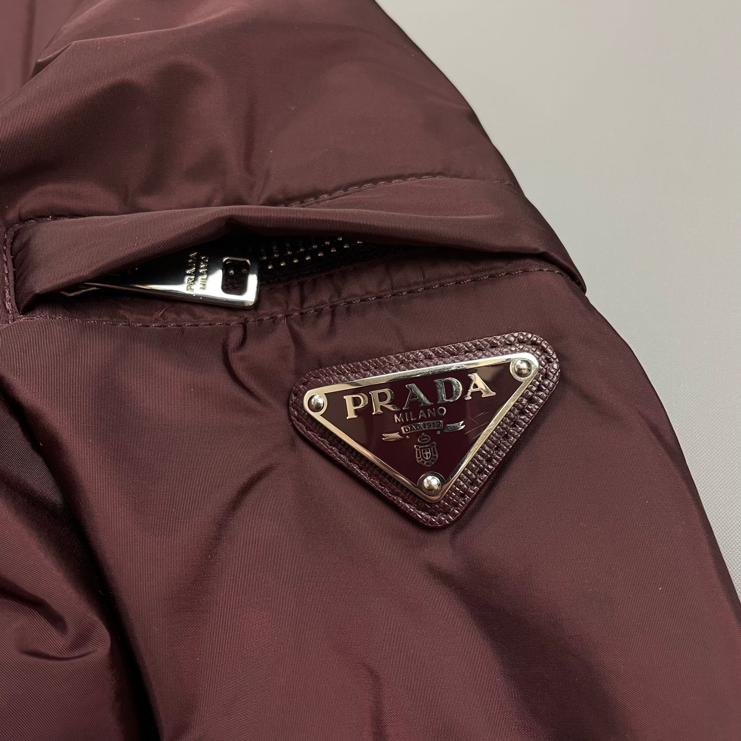 Prada Milano Burgundy 2018 Padded Resin-Coated Nylon Plaque Jacket