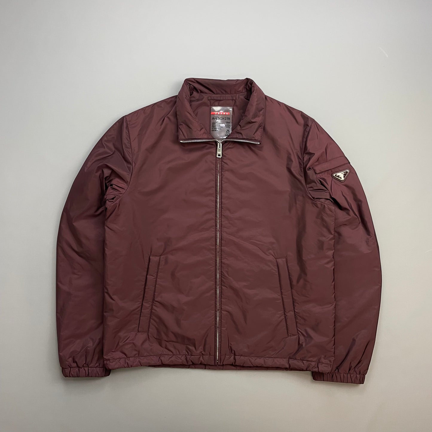 Prada Milano Burgundy 2018 Padded Resin-Coated Nylon Plaque Jacket