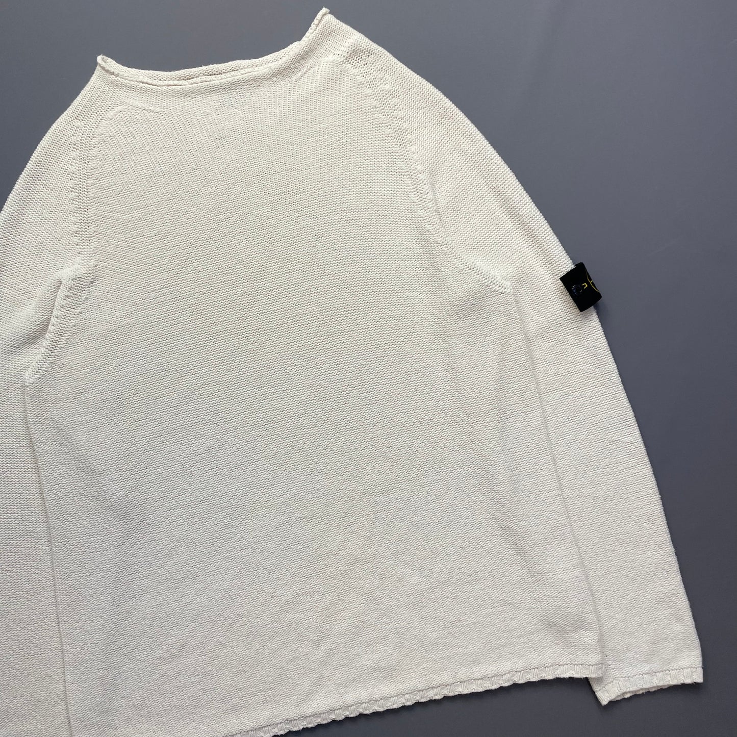 Stone Island Cream Midweight Knit SS01 Mockneck Jumper