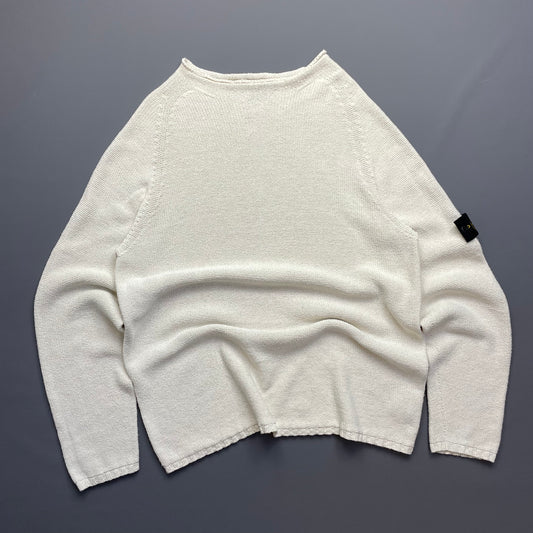 Stone Island Cream Midweight Knit SS01 Mockneck Jumper