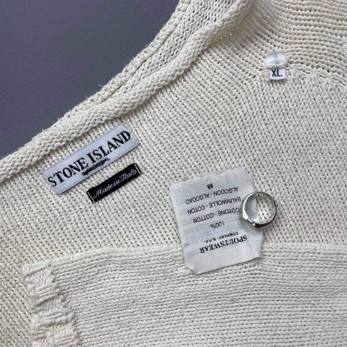 Stone Island Cream Midweight Knit SS01 Mockneck Jumper