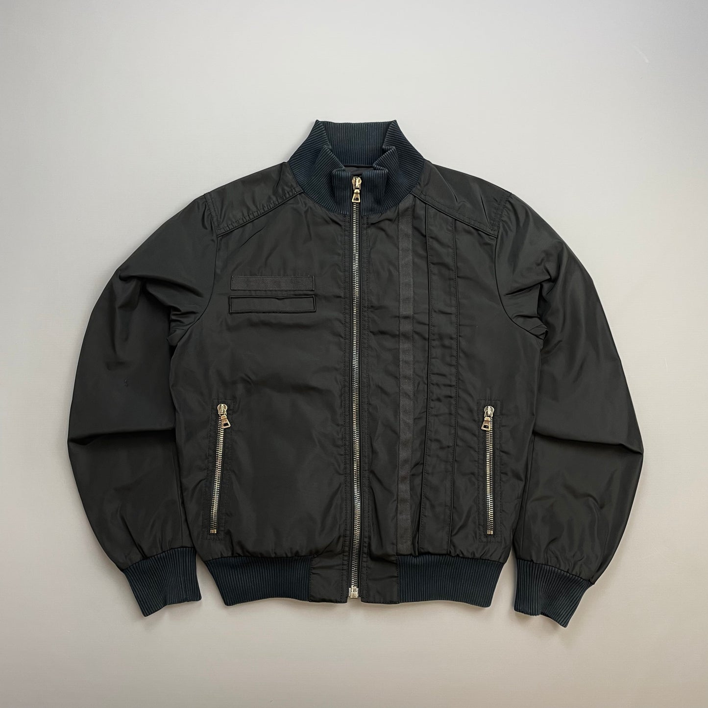 Prada Mainline Black 2008 Canvas Military Style Bomber Jacket