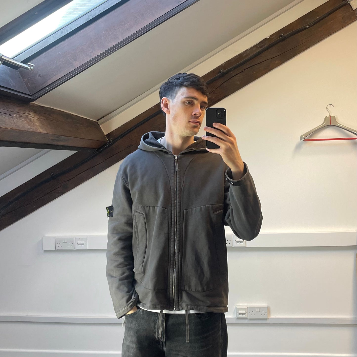 Stone Island Grey AW05 Zip-Through Heavyweight Hoodie Jacket