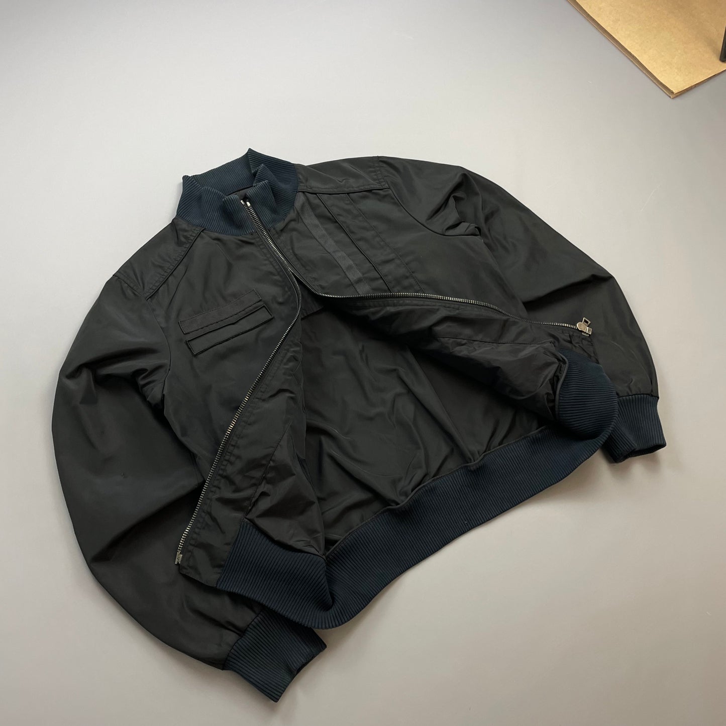 Prada Mainline Black 2008 Canvas Military Style Bomber Jacket