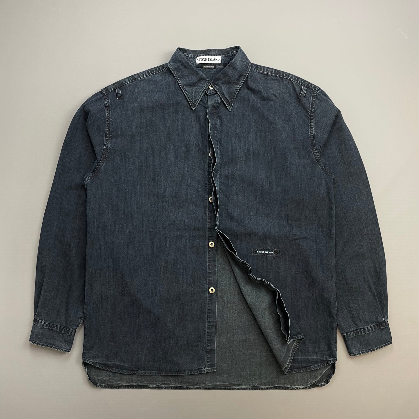 Stone Island Navy AW98 Silver Button Cotton Shirt