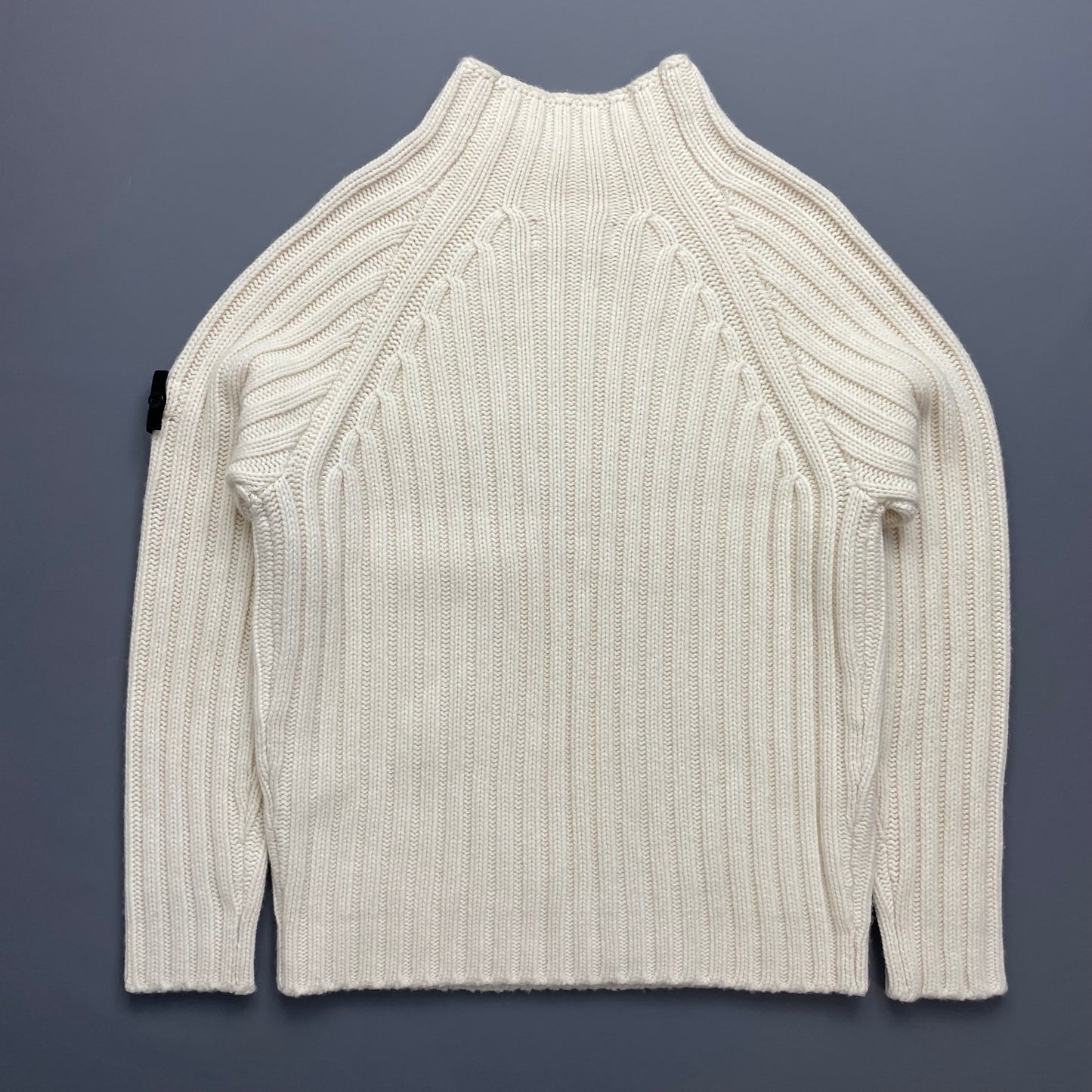 Stone Island Cream Chunky AW18 Mid-Pocket Knit Mockneck Jumper