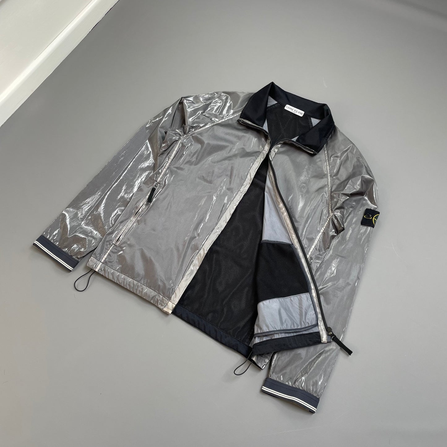Stone Island Silver SS08 Silk Prismatica Zip-Through Jacket