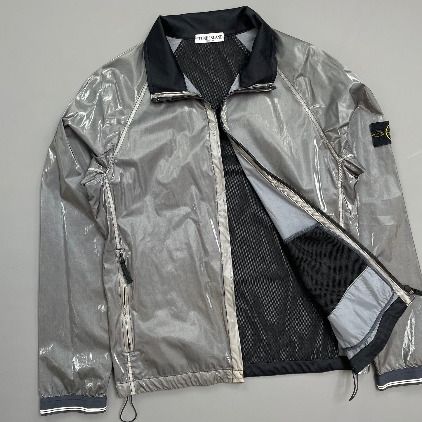 Stone Island Silver SS08 Silk Prismatica Zip-Through Jacket