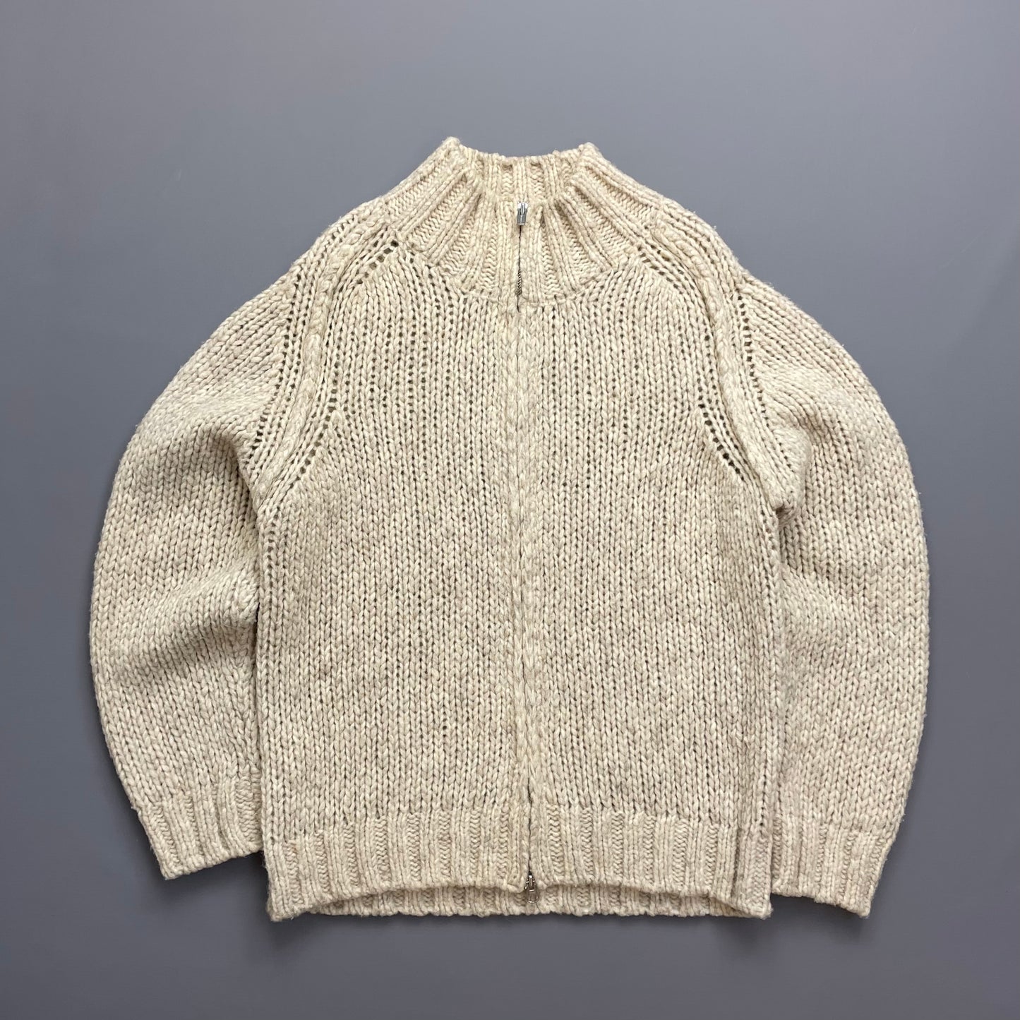 C.P. Company Beige Chunky Knit Zip-Through AW03 Jumper