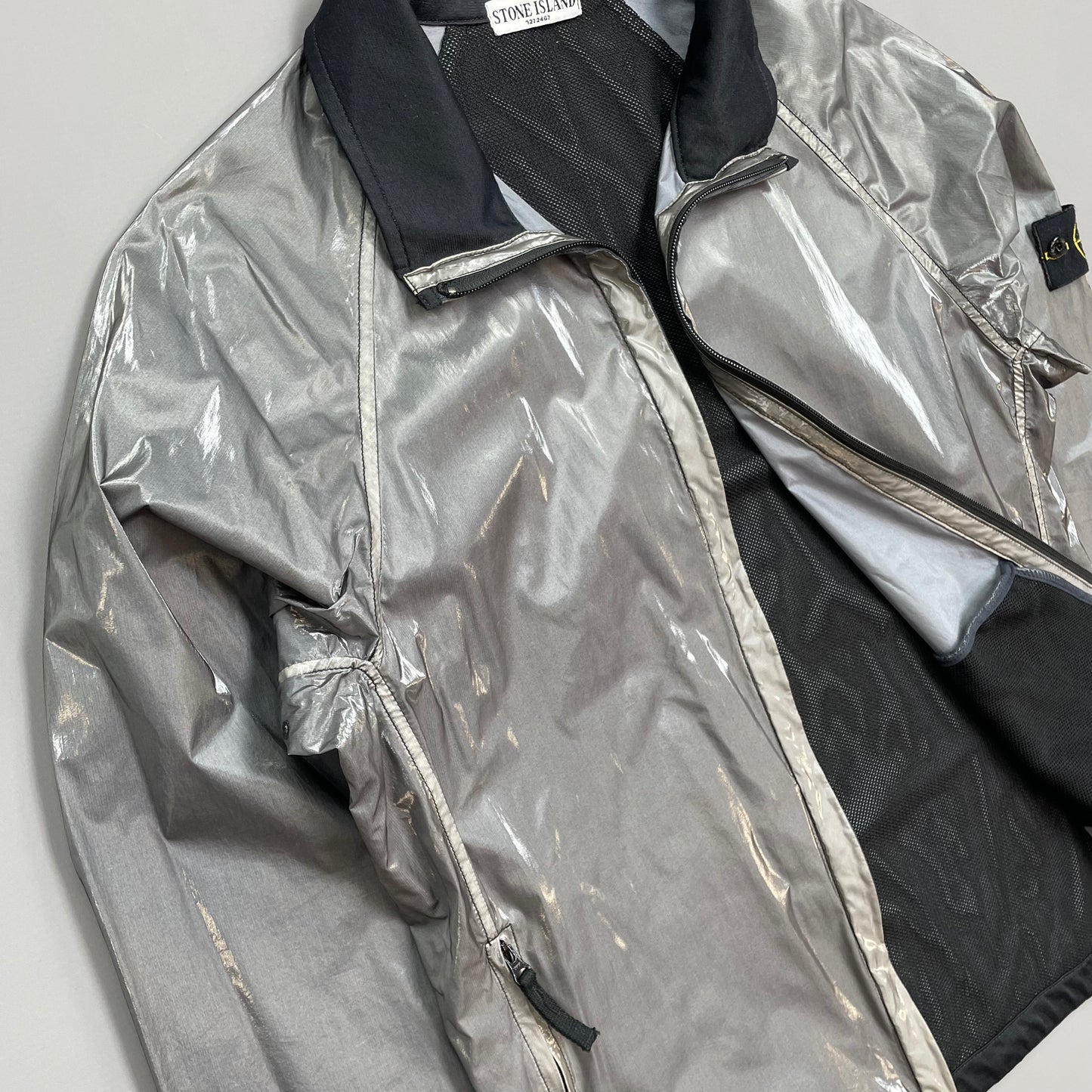 Stone Island Silver SS08 Silk Prismatica Zip-Through Jacket