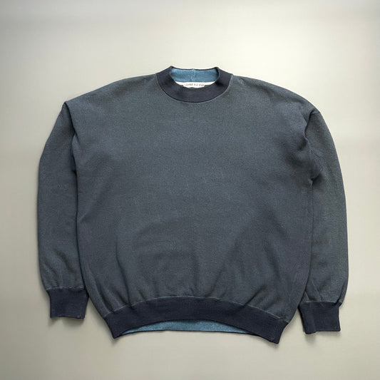 Stone Island Blue 80s Two-Tone Wool Blend Embroidered Jumper