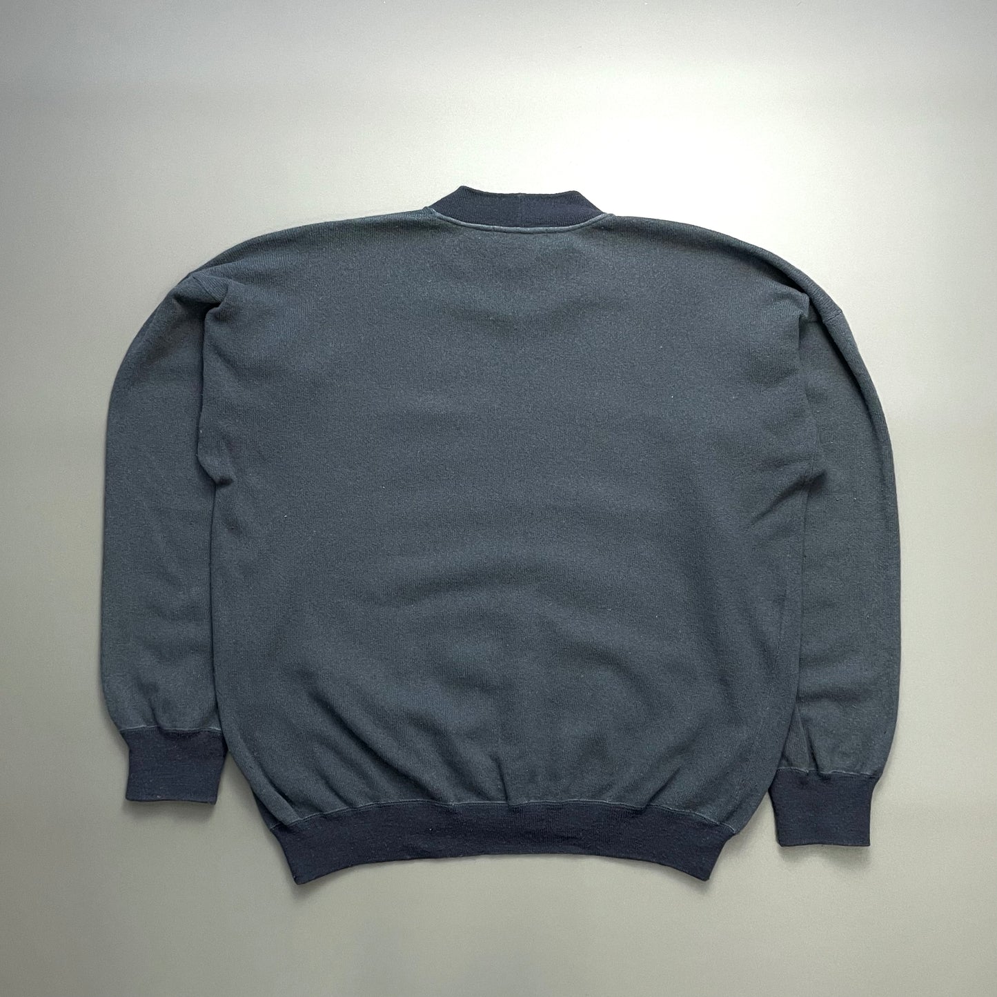 Stone Island Blue 80s Two-Tone Wool Blend Embroidered Jumper