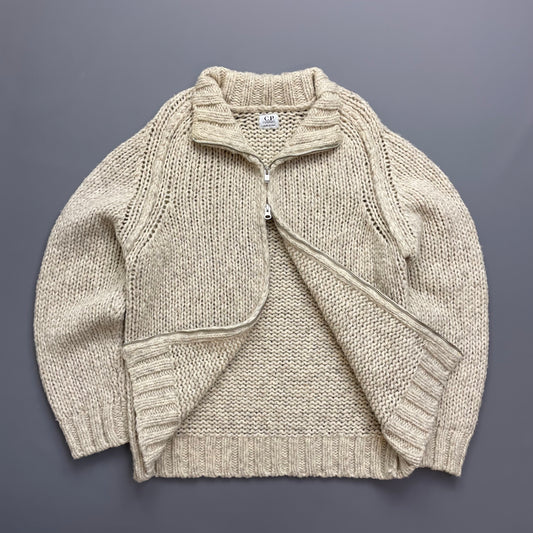 C.P. Company Beige Chunky Knit Zip-Through AW03 Jumper